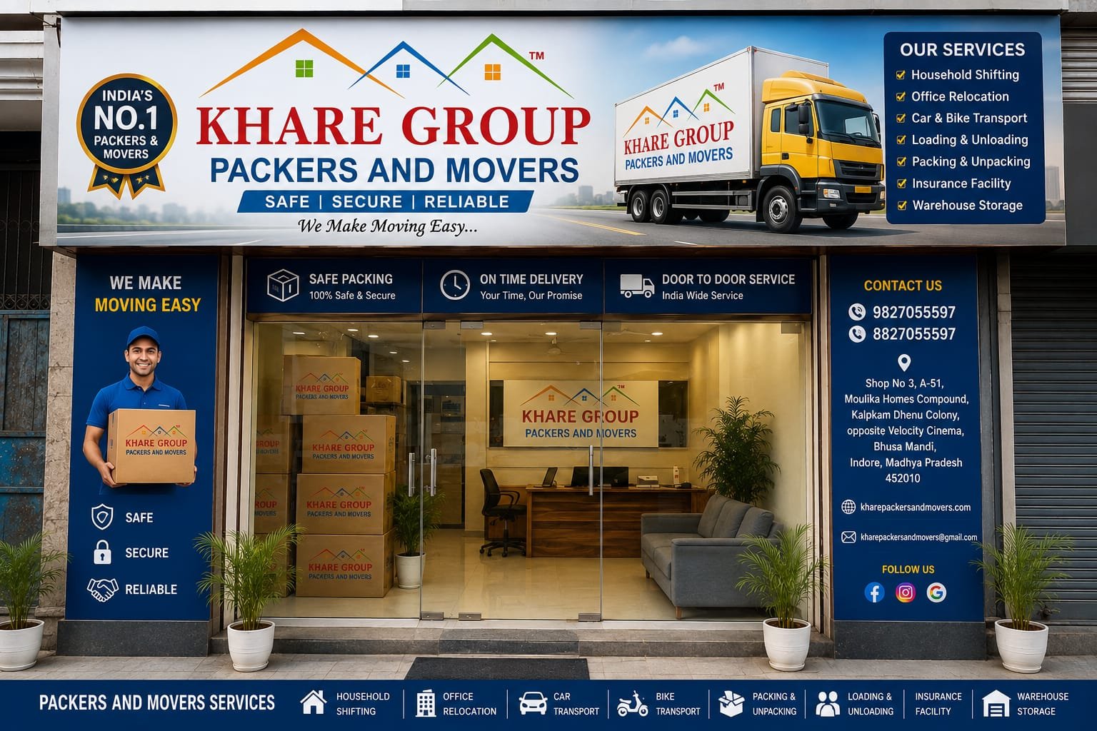 Khare Group Packers And Movers office in Indore